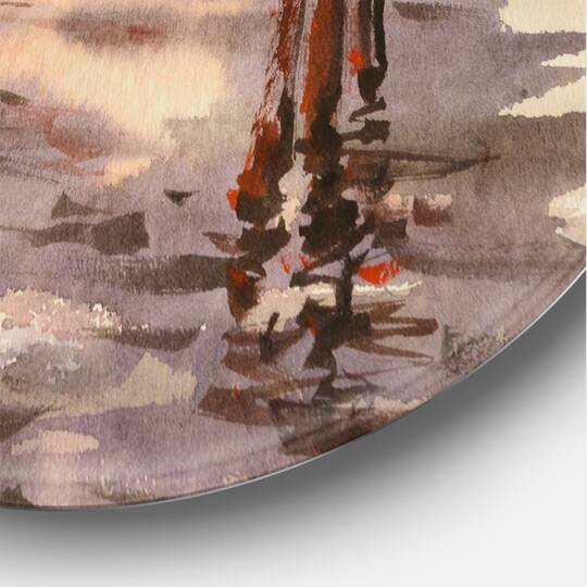 Designart - Panorama of Venice Laguna At Sunset - Nautical & Coastal Metal Circle Wall Art